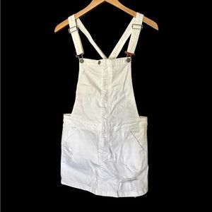 Hollister white jean overall dress. Distressed style